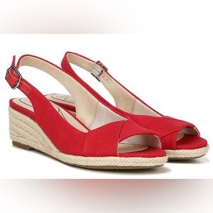 Socialite Espadrille Wedge Sandals LifeStride Soft System Fire Red Size 9
